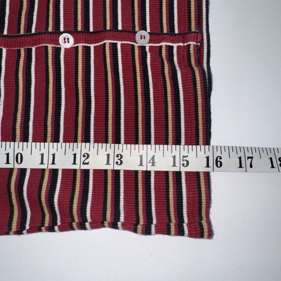 Dickies Striped Red Cropped Henley Shirt Retro 90s Y2K Girls Junior Size Medium - Picture 7 of 7